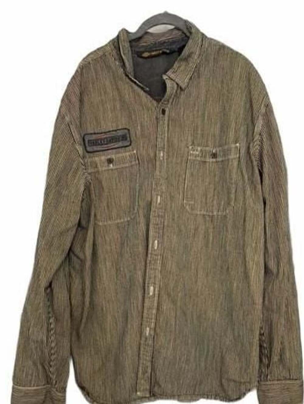 Harley-Davidson Men's Striped Long Sleeve Button-Down Work Shop Shirt Size 2XL